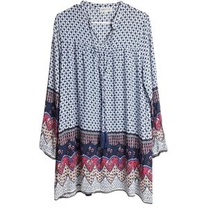 Tassels N Lace Peasant Boho Hippie Tassel Tunic Mini Dress Size L Indie Shift